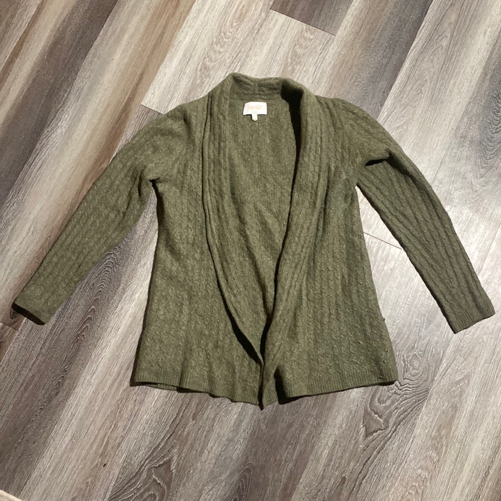 Laundry by Shelly Segal Green Cashmere Cable Knit Cardigan Women’s Small